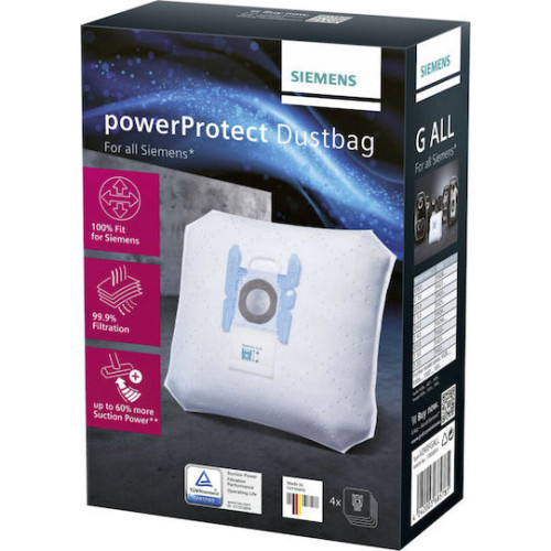 SIEMENS VZ41FGALL Σακούλες Σκούπας PowerProtect Type G ALL (4 Τεμάχια) SIEMENS VZ41FGALL Σακούλες Σκούπας PowerProtect Type G ALL (4 Τεμάχια)