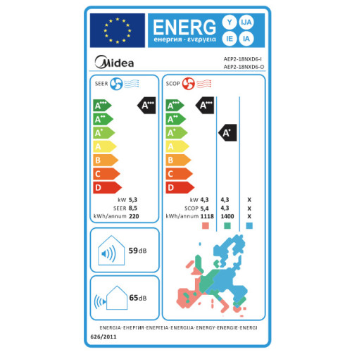 Midea All Easy Pro AEP2-18NXD6-I / AEP2-18NXD6-O Κλιματιστικό Inverter 18.000 BTU A+++/A+++ με Ιονιστή & Wi-Fi Midea All Easy Pro AEP2-18NXD6-I / AEP2-18NXD6-O Κλιματιστικό Inverter 18.000 BTU A+++/A+++ με Ιονιστή & Wi-Fi