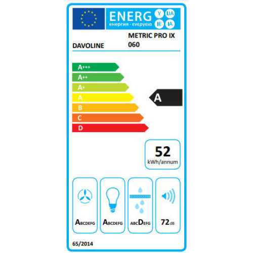 DAVOLINE Metric Pro IX 60 Απορροφητήρας Καμινάδα Inox DAVOLINE Metric Pro IX 60 Απορροφητήρας Καμινάδα Inox