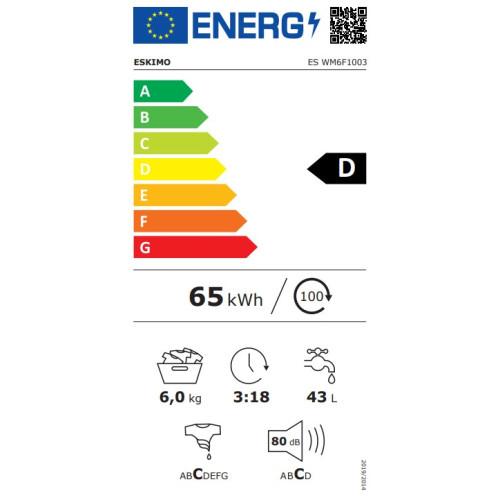 ESKIMO WM6F1003 Πλυντήριο Ρούχων 6kg 1000 Στροφών ESKIMO WM6F1003 Πλυντήριο Ρούχων 6kg 1000 Στροφών