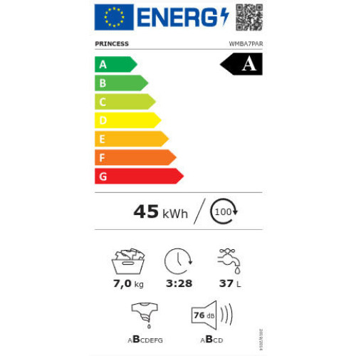 Princess WMBA7PAR Πλυντήριο Ρούχων 7kg 1200 Στροφών Inverter White/Black Princess WMBA7PAR Πλυντήριο Ρούχων 7kg 1200 Στροφών Inverter White/Black