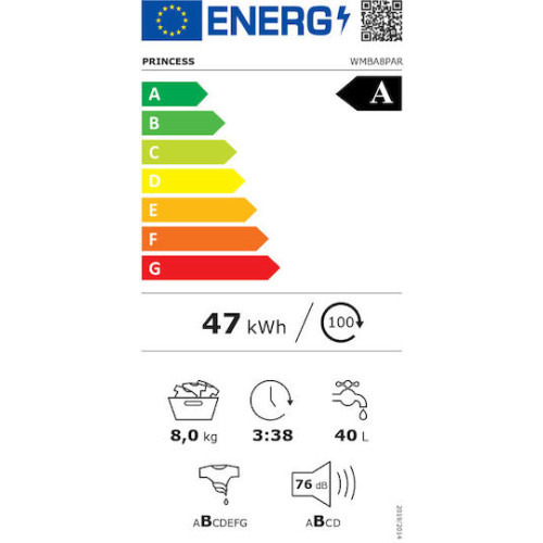 Princess WMBA8PAR Πλυντήριο Ρούχων 8kg 1400 Στροφών Inverter White/Black Princess WMBA8PAR Πλυντήριο Ρούχων 8kg 1400 Στροφών Inverter White/Black