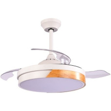 EUROLAMP 300-25068 Ανεμιστήρας Οροφής 107cm με Ανοιγοκλειόμενες Φτερωτές, LED Φωτισμό, Bluetooth & Τηλεχειριστήριο Λευκός