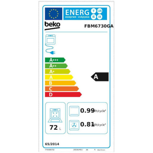 BEKO FBM6730GA Ηλεκτρική Κουζίνα Κεραμική 60cm Black 72L BEKO FBM6730GA Ηλεκτρική Κουζίνα Κεραμική 60cm Black 72L