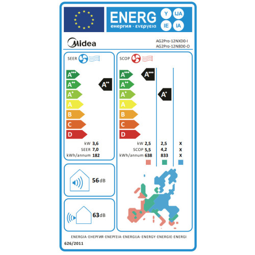 Midea Xtreme Pro AG2PRO-12NXD0-I/AG2PRO-12N8D0-O MIDEA A/C 12000BTU A+++/A++ με Ιονιστή και WiFi Midea Xtreme Pro AG2PRO-12NXD0-I/AG2PRO-12N8D0-O MIDEA A/C 12000BTU A+++/A++ με Ιονιστή και WiFi